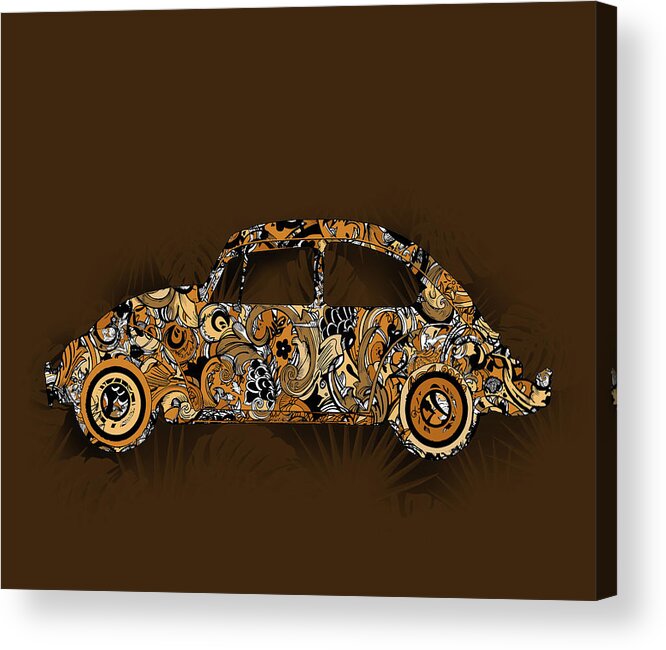 Retro Acrylic Print featuring the digital art Retro Beetle Car 6 by Bekim M