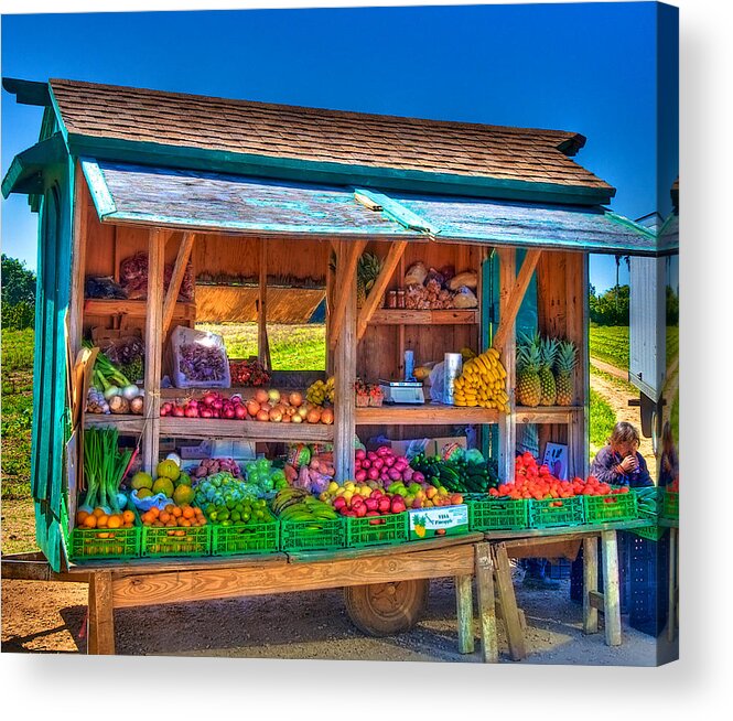 Vendor Acrylic Print featuring the photograph Road Side Fruit Stand by William Wetmore