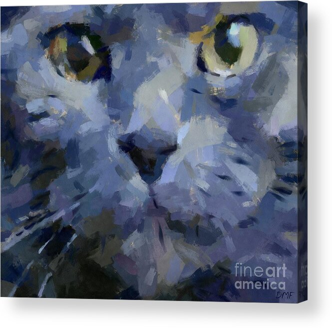 Animal Acrylic Print featuring the painting Russian Blue Cat by Dragica Micki Fortuna