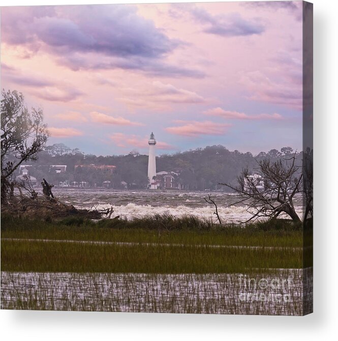 Lighthouses Acrylic Print featuring the photograph Saint Simon Island Lighthouse by DB Hayes