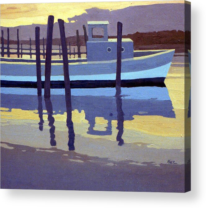 Lobster Boat Acrylic Print featuring the painting Shark River Lobster Boat by Donald Maier