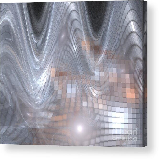 Silver Canvas Prints Acrylic Print featuring the digital art Silver Cube Waves by Kim Sy Ok