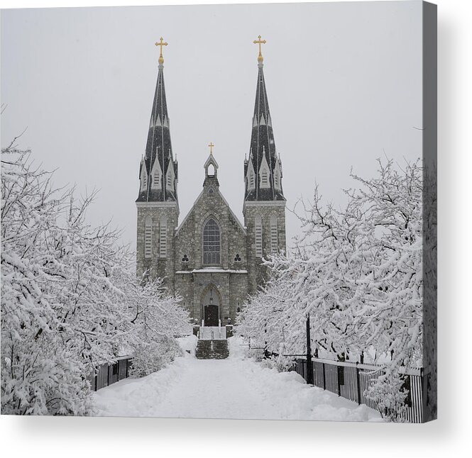 Snow Acrylic Print featuring the photograph Snow - Villanova Cathedral by Bill Cannon