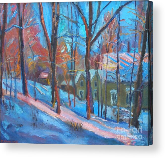Snow Scene Acrylic Print featuring the painting Snowy Shadows by Marc Poirier