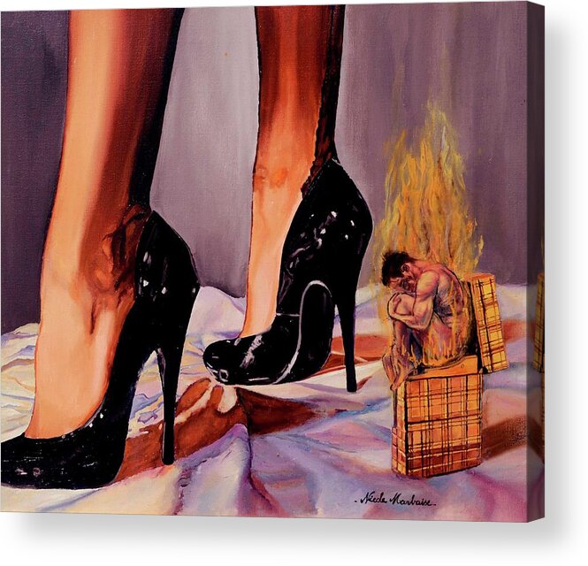 Shoes Acrylic Print featuring the painting Talons Aiguilles by Nicole MARBAISE