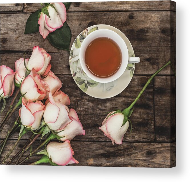 Rose Acrylic Print featuring the photograph Tea and Roses by Kim Hojnacki