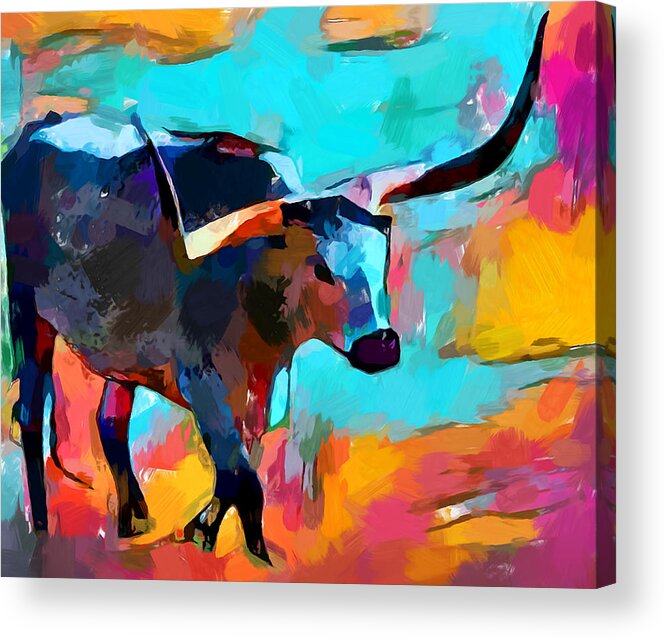 Longhorn Acrylic Print featuring the painting Texas Longhorn by Chris Butler