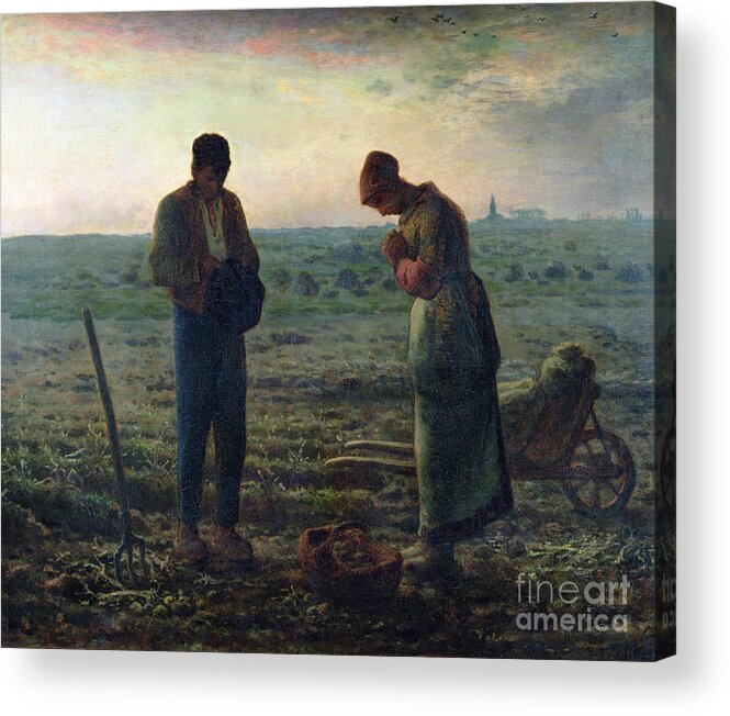 The Acrylic Print featuring the painting The Angelus by Jean-Francois Millet