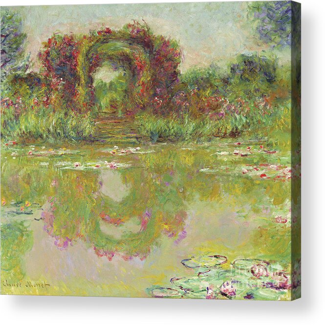 Arch Acrylic Print featuring the painting The arches of roses, Giverny, The flowering arches, 1913 by Claude Monet