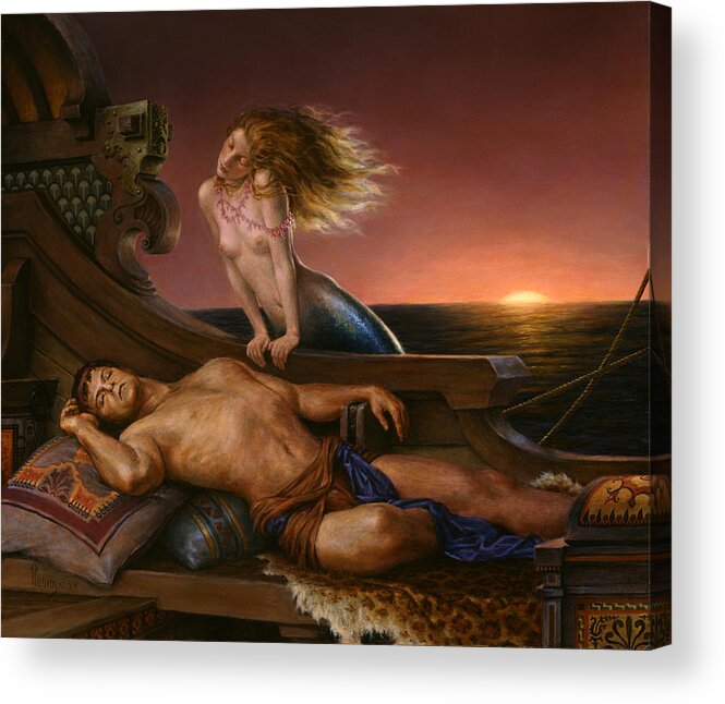 Mermaid Acrylic Print featuring the painting The Dreaming Sea by Richard Hescox