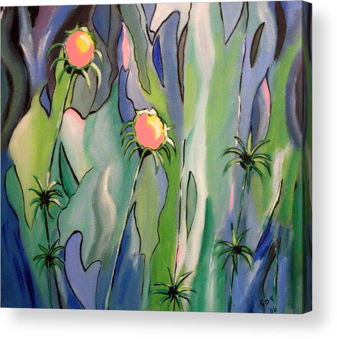 Flowers Acrylic Print featuring the painting The Flowers Have It by Gloria Dietz-Kiebron
