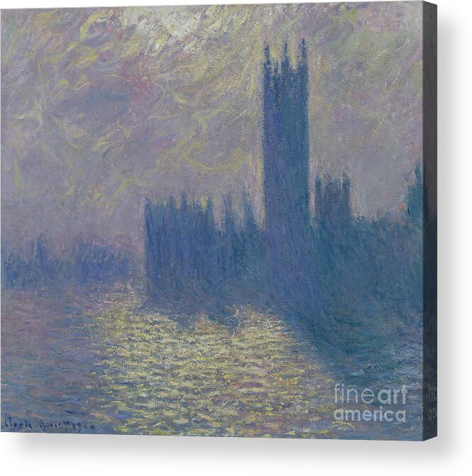 The Acrylic Print featuring the painting The Houses of Parliament Stormy Sky by Claude Monet
