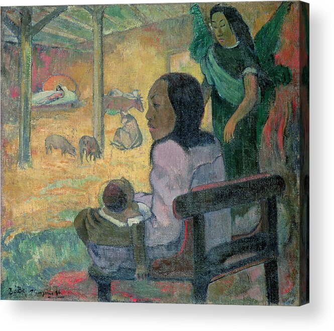 Be Be (the Nativity) Acrylic Print featuring the painting The Nativity by Paul Gauguin