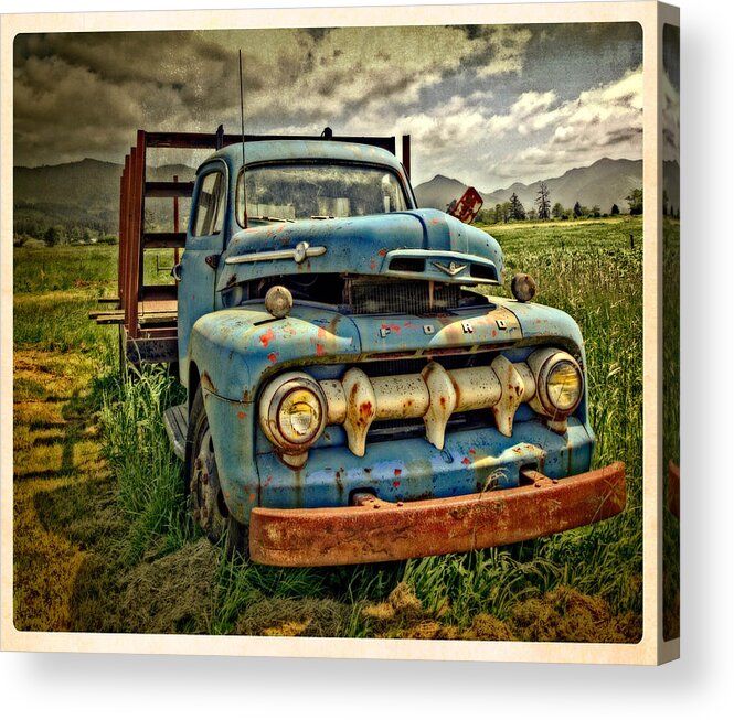 Cool Acrylic Print featuring the photograph The Blue Classic Ford Truck by Thom Zehrfeld