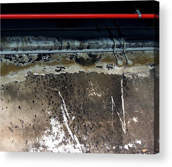Red Pipe.old Wall.wall Patina Acrylic Print featuring the photograph The Red Pipe by Denise Clark