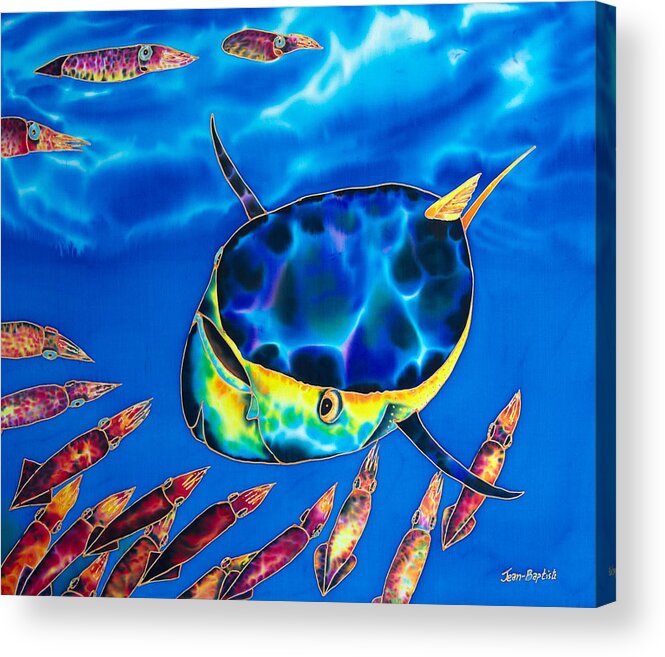 Squid Acrylic Print featuring the painting Tuna and Squid by Daniel Jean-Baptiste