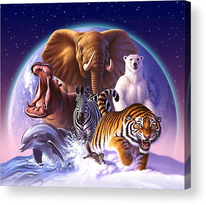 Mammals Acrylic Print featuring the painting Wild World by Jerry LoFaro