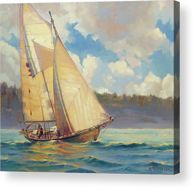 Sailboat Acrylic Print featuring the painting Zephyr by Steve Henderson