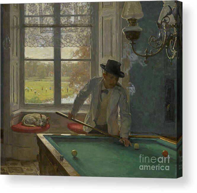Oil Painting Acrylic Print featuring the drawing The Billiards Player #1 by Heritage Images