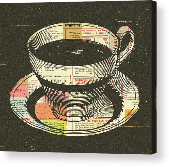 Beverage Acrylic Print featuring the drawing Coffee Cup and Saucer #3 by CSA Images