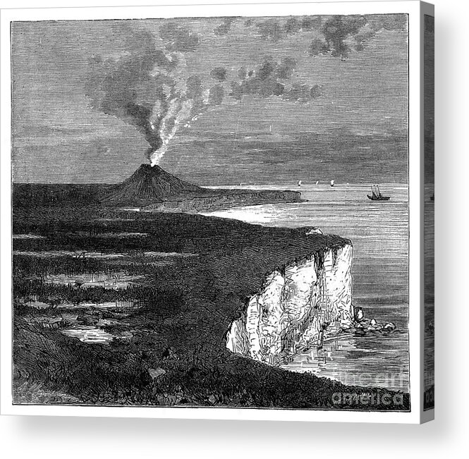 Réunion Acrylic Print featuring the drawing A Shield Volcano On Reunion Island by Print Collector