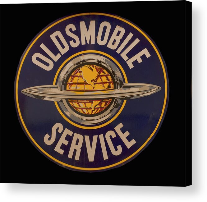 Antique Oldsmobile Service Sign Acrylic Print featuring the photograph Antique Oldsmobile Service sign by Flees Photos