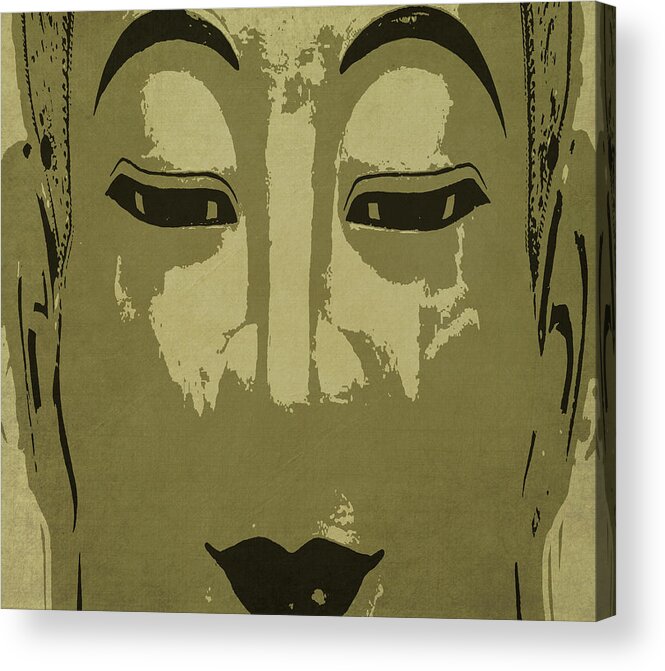 Buddha In Gold And Charcoal Acrylic Print featuring the digital art Buddha In Gold and Charcoal by Kandy Hurley
