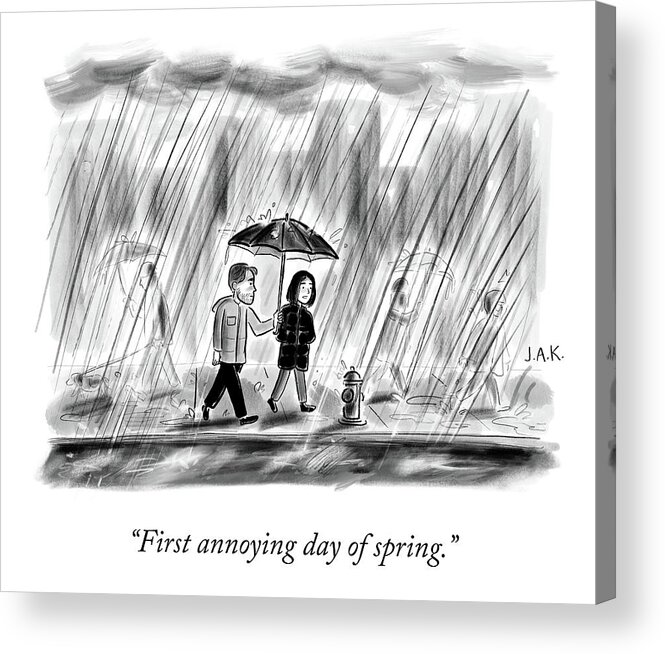 First Annoying Day Of Spring. Acrylic Print featuring the drawing First Day of Spring by Jason Adam Katzenstein