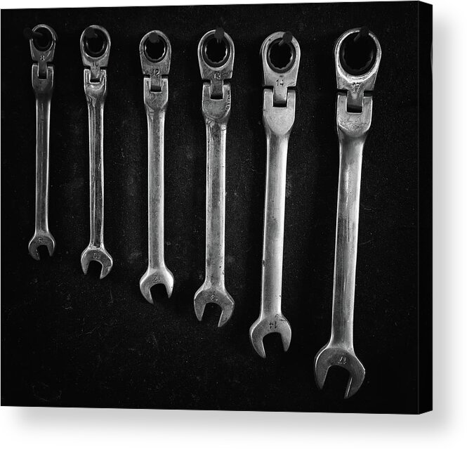 Tools Acrylic Print featuring the photograph Group of Steel spanners by Michalakis Ppalis