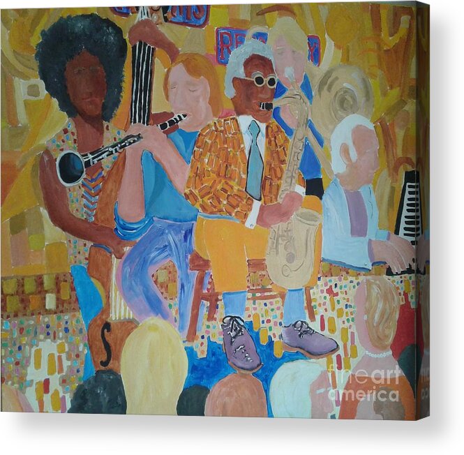Jazz Acrylic Print featuring the painting Jazz Band by Rodger Ellingson