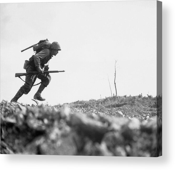 Marine Acrylic Print featuring the photograph Marine Dash On Okinawa by War Is Hell Store