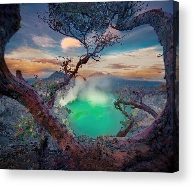 Fog Acrylic Print featuring the photograph One Day At Ijen Crater by Naka Foto