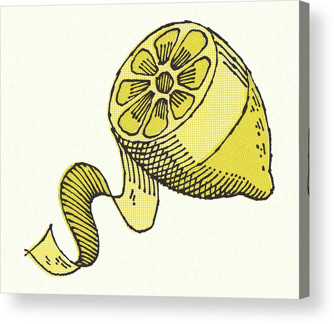 Campy Acrylic Print featuring the drawing Peeling a Lemon by CSA Images
