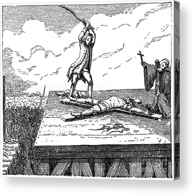 Engraving Acrylic Print featuring the drawing Prisoner Receives Torture, 1885 by Print Collector