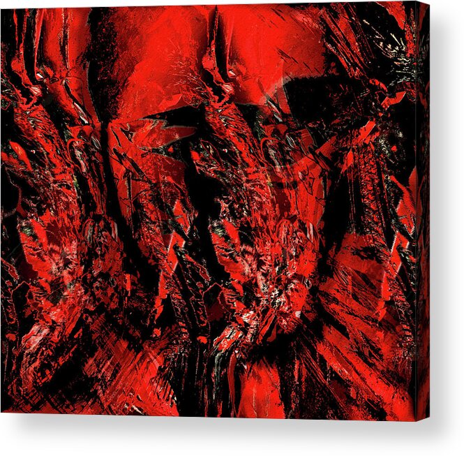 Red Acrylic Print featuring the painting Red and Black Abstract by Natalie Holland
