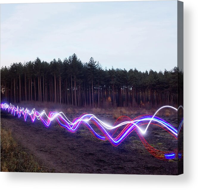 Internet Acrylic Print featuring the photograph Red, Blue And White Light Trails On by Tim Robberts