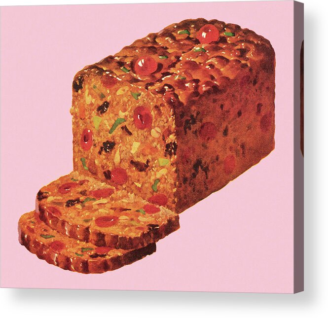 Bake Acrylic Print featuring the drawing Sliced Fruitcake by CSA Images
