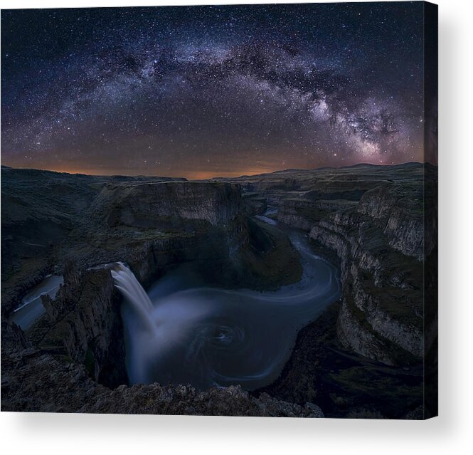 Palouse Acrylic Print featuring the photograph Starry Night Over Palouse Falls by Lydia Jacobs