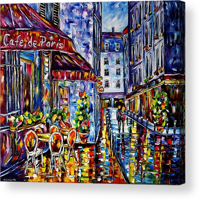 Parisian Cafe Acrylic Print featuring the painting Street Cafe In Paris I by Mirek Kuzniar