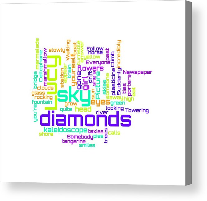 The Beatles Acrylic Print featuring the digital art The Beatles - Lucy in the Sky with Diamonds Lyrical Cloud by Susan Maxwell Schmidt