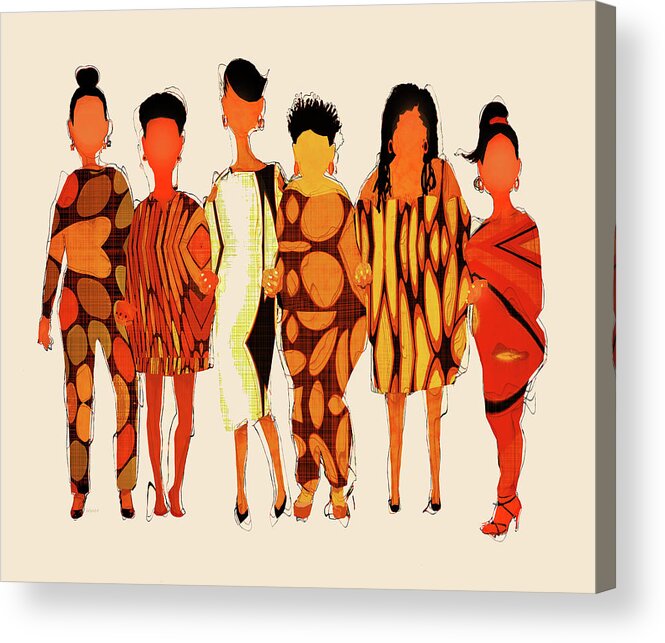 African American Women Acrylic Print featuring the digital art The Ladies by Regina Wyatt