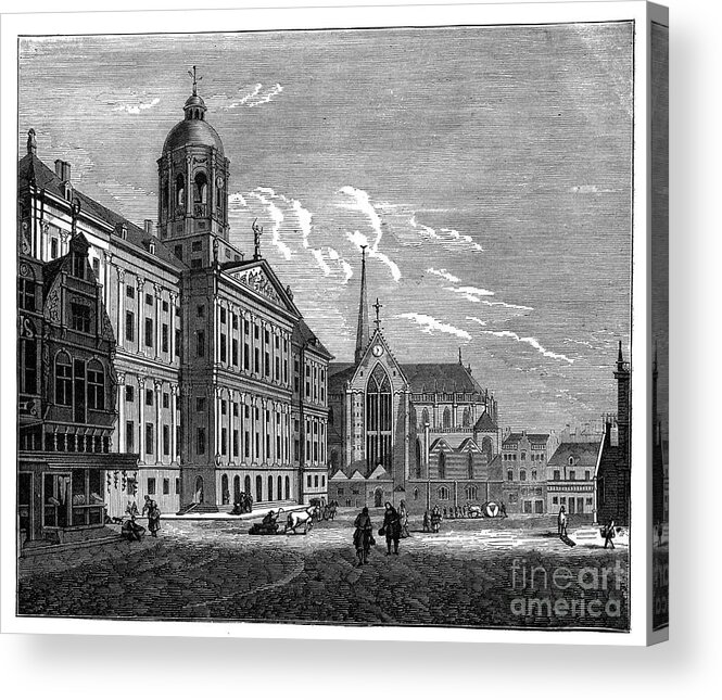 Engraving Acrylic Print featuring the drawing The Palais Royal, Amsterdam, C1890 by Print Collector