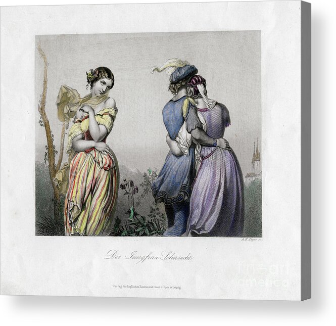 Engraving Acrylic Print featuring the drawing The Virgin Longing, C19th by Print Collector