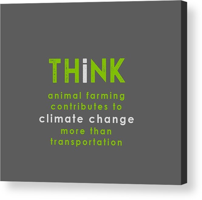  Acrylic Print featuring the drawing THINK climate change - green and gray by Charlie Szoradi