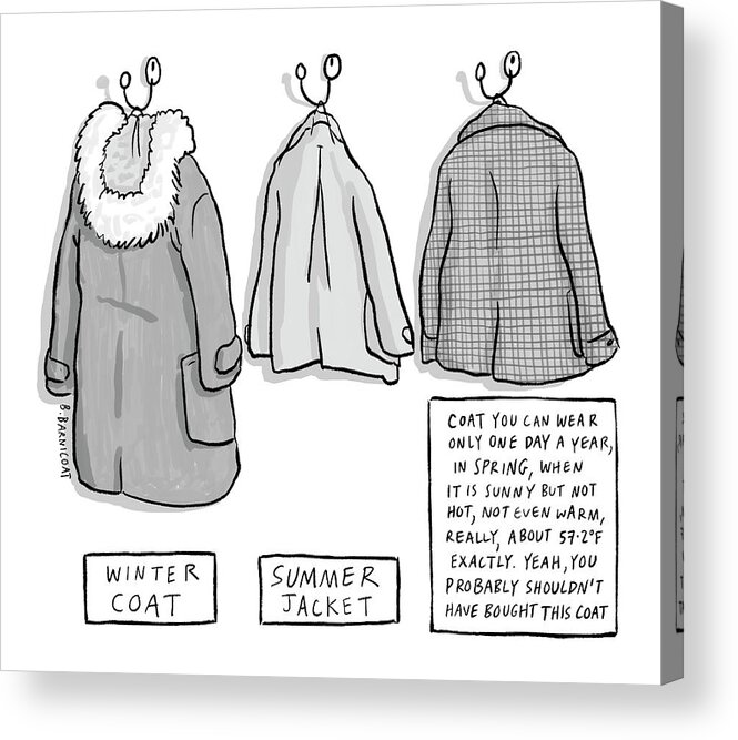 Captionless Acrylic Print featuring the drawing Trans-Seasonal Coat by Becky Barnicoat