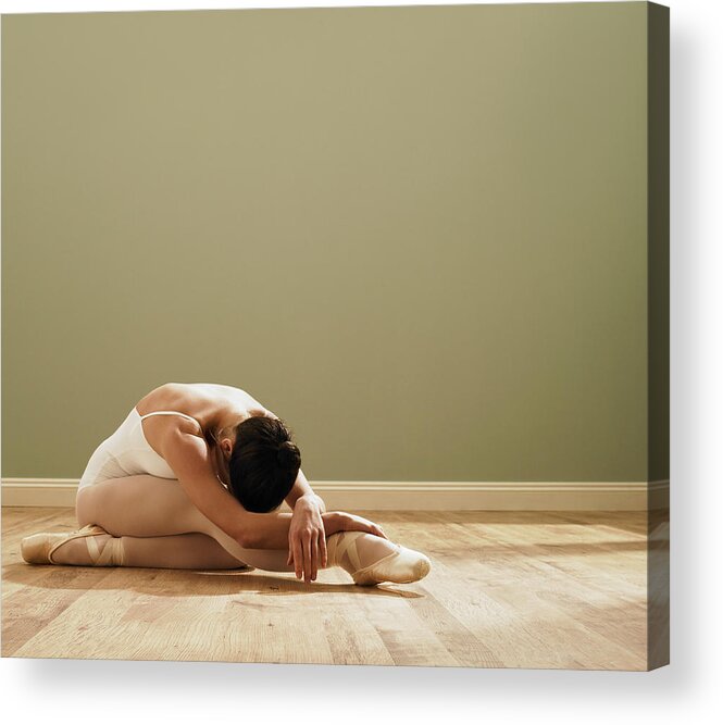 Ballet Dancer Acrylic Print featuring the photograph Young Ballet Dancer Stretching by Dougal Waters