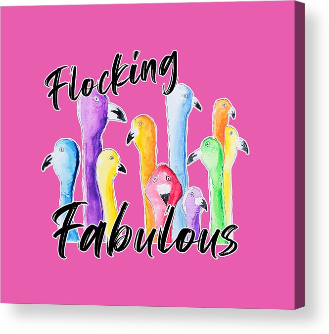 Flamingos Acrylic Print featuring the painting Flocking Fabulous #1 by Bonny Puckett