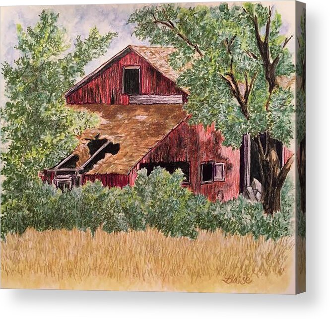 Barns Acrylic Print featuring the drawing A Past Hidden Away by Yvonne Blasy