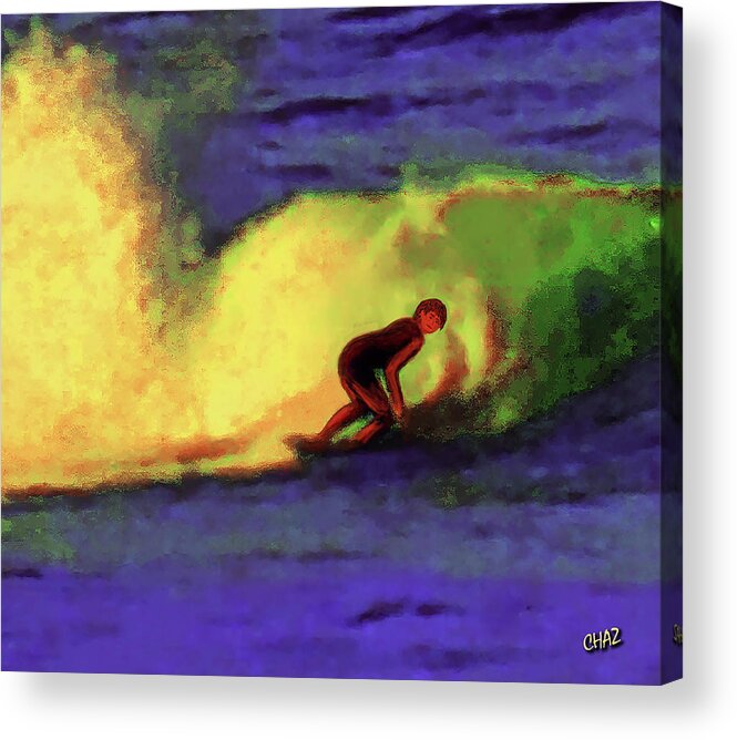 Surfing Acrylic Print featuring the painting Big Surf by CHAZ Daugherty