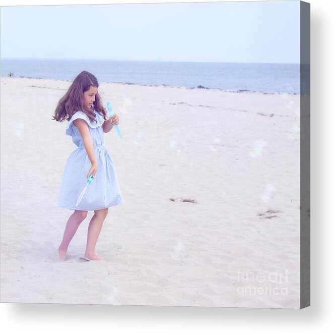 Girl Acrylic Print featuring the photograph Blue Bubbles by Theresa Johnson